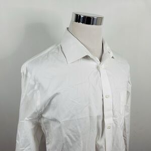 Kenneth Roberts 17.5 34/35 French Cuff Dress Shirt All White 80s 2 Ply Cotton